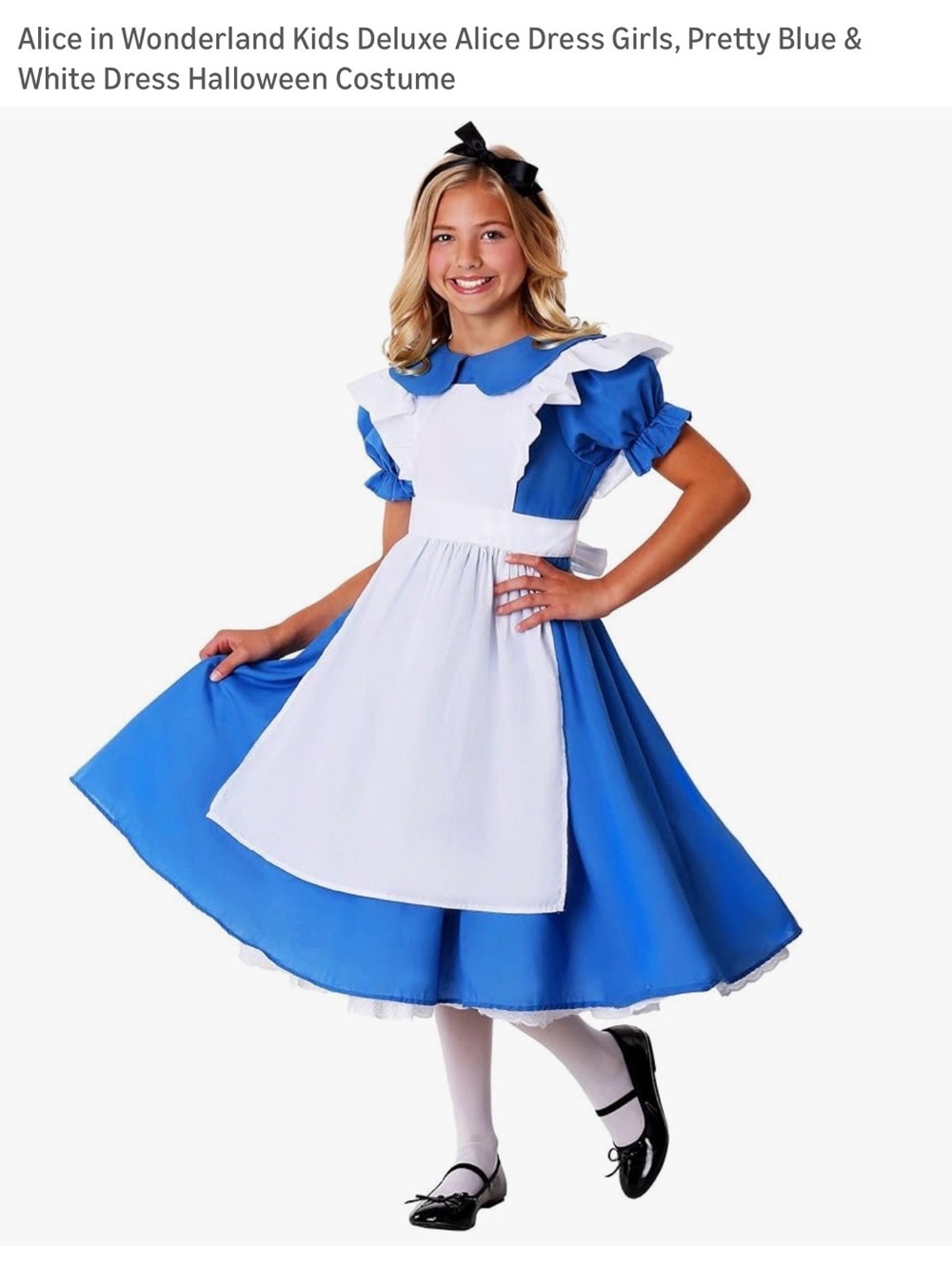 Alice in Wonderland Kids Blue and White Dress Costume (Large)